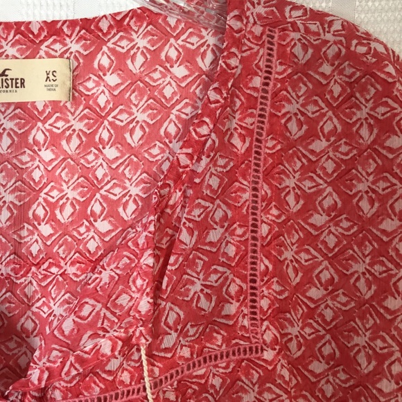 Hollister Floral Pink Sheer Short Sleeve Top XS - Picture 11 of 14